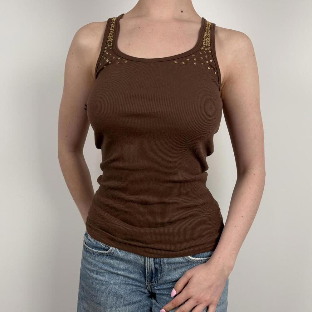Old Navy Women's Brown Sequin Tank Top